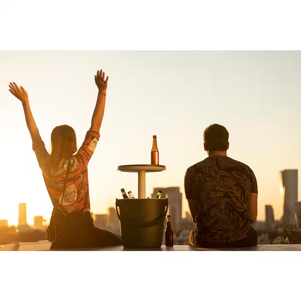 Go Bar Green Resin Outdoor Side Table and Cooler