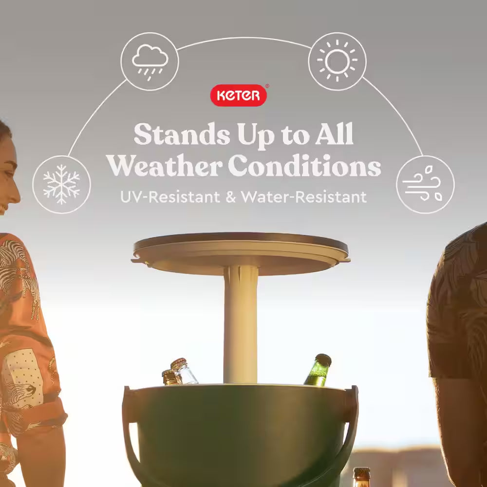 Go Bar Green Resin Outdoor Side Table and Cooler