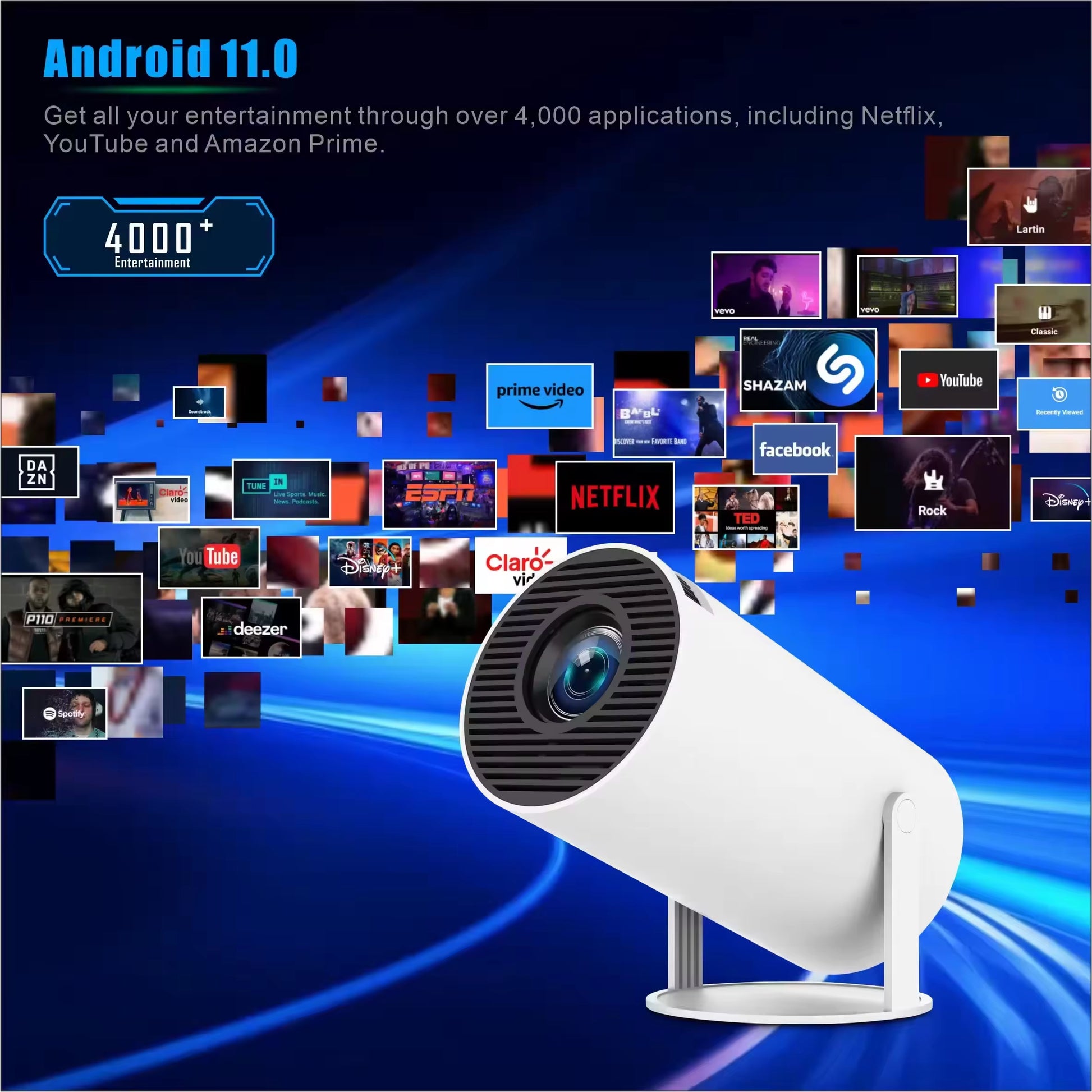 New Launched Smart Android 11 Home Theater Projecteur Portable Auto HD Proyector HY300 Mini 4K Video Projector