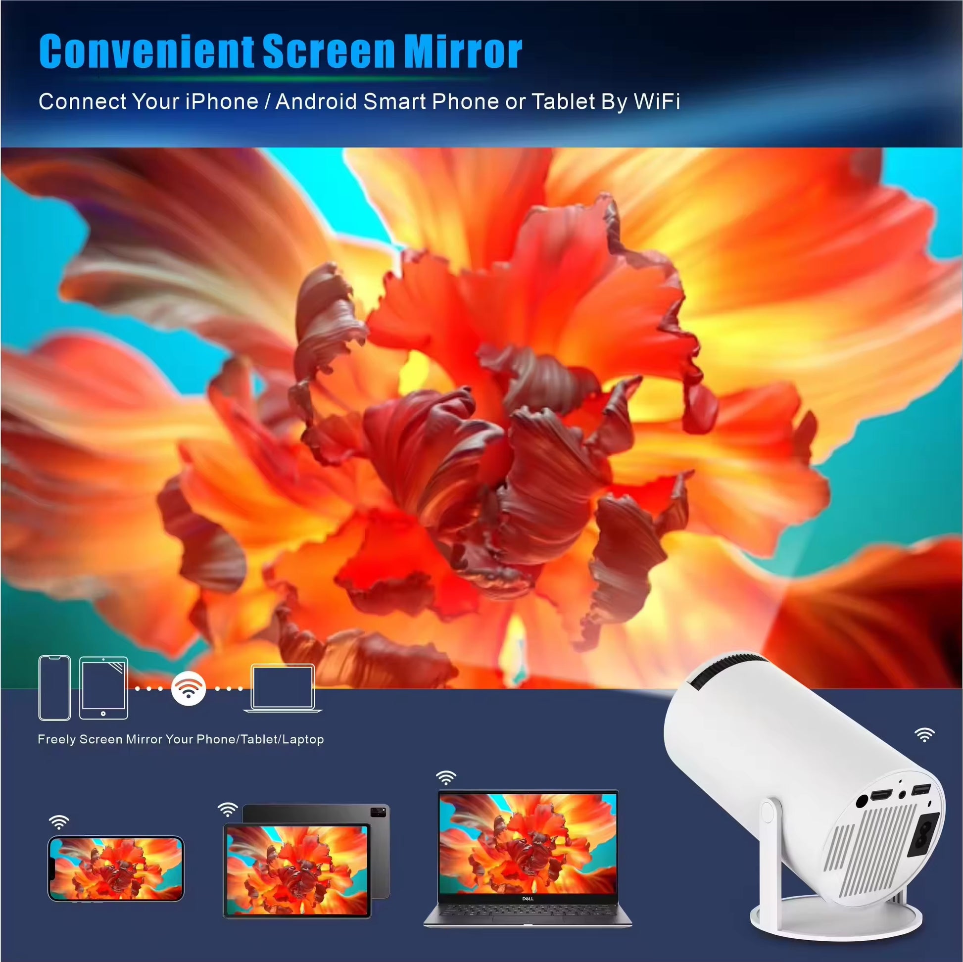 New Launched Smart Android 11 Home Theater Projecteur Portable Auto HD Proyector HY300 Mini 4K Video Projector