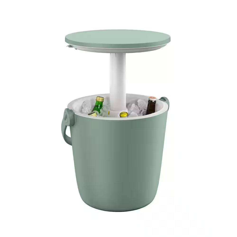 Go Bar Green Resin Outdoor Side Table and Cooler
