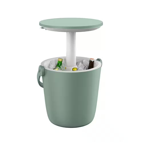 Go Bar Green Resin Outdoor Side Table and Cooler